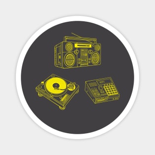Boombox, Beat Maker, Turntable (Yellow Rose Lines) Analog / Music Magnet